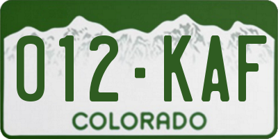 CO license plate 012KAF