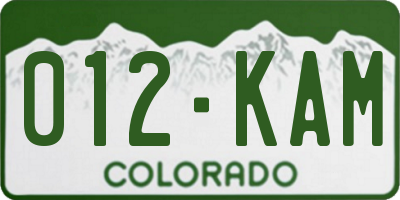 CO license plate 012KAM