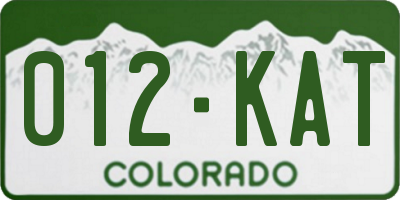 CO license plate 012KAT
