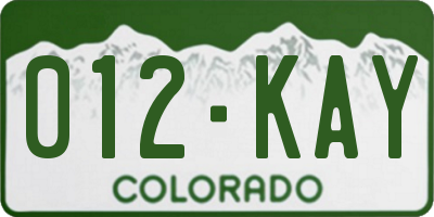 CO license plate 012KAY
