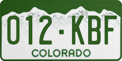 CO license plate 012KBF
