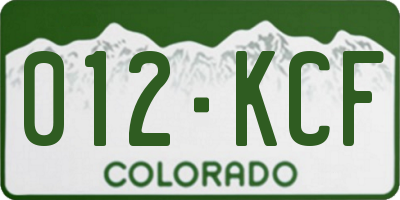 CO license plate 012KCF