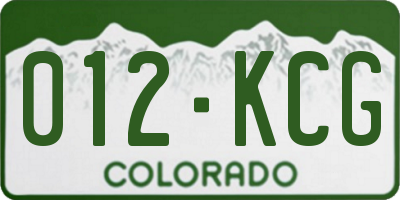 CO license plate 012KCG