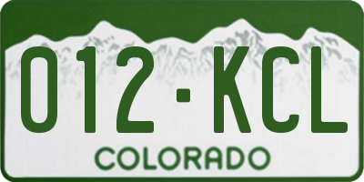 CO license plate 012KCL
