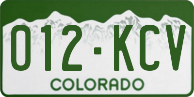 CO license plate 012KCV