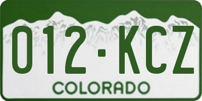 CO license plate 012KCZ