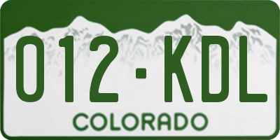 CO license plate 012KDL
