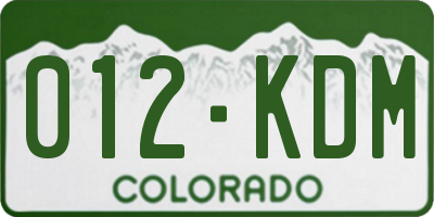 CO license plate 012KDM