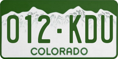 CO license plate 012KDU