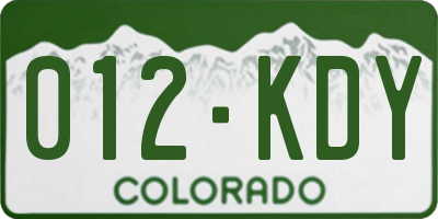 CO license plate 012KDY