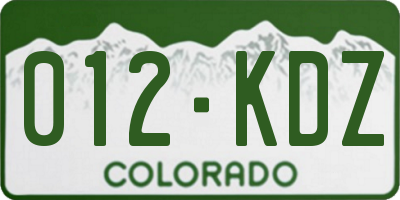 CO license plate 012KDZ