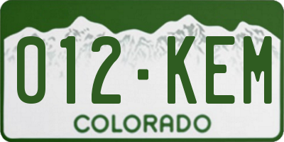 CO license plate 012KEM