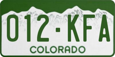 CO license plate 012KFA
