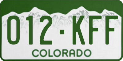 CO license plate 012KFF