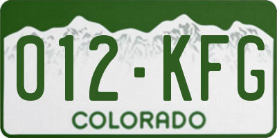 CO license plate 012KFG
