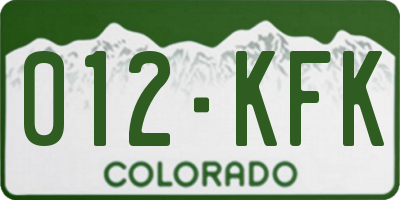 CO license plate 012KFK