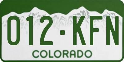 CO license plate 012KFN