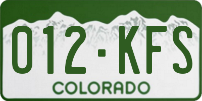CO license plate 012KFS