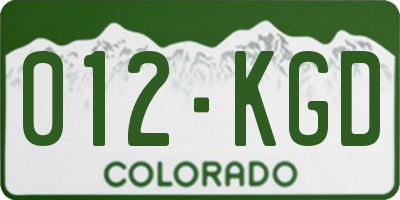 CO license plate 012KGD