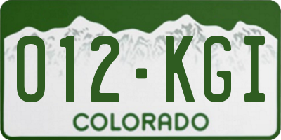CO license plate 012KGI