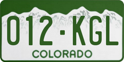 CO license plate 012KGL