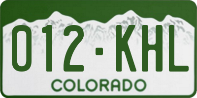 CO license plate 012KHL