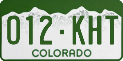 CO license plate 012KHT