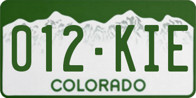 CO license plate 012KIE