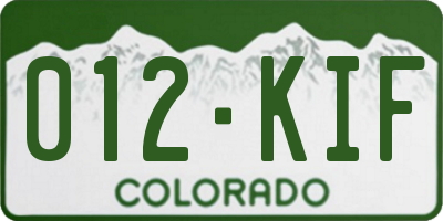 CO license plate 012KIF