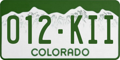 CO license plate 012KII