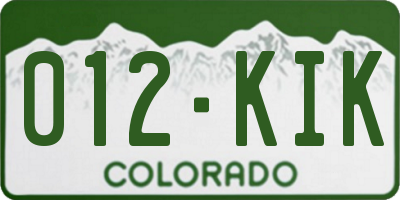 CO license plate 012KIK