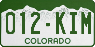 CO license plate 012KIM