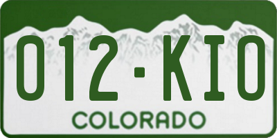 CO license plate 012KIO
