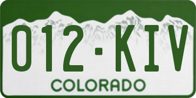 CO license plate 012KIV