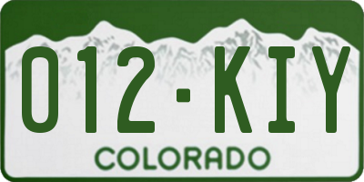 CO license plate 012KIY