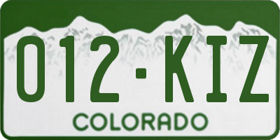 CO license plate 012KIZ