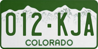 CO license plate 012KJA