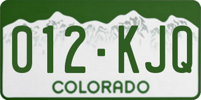 CO license plate 012KJQ
