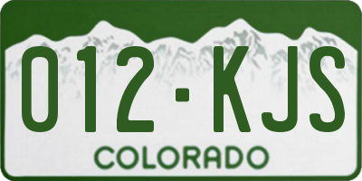 CO license plate 012KJS