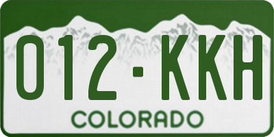 CO license plate 012KKH