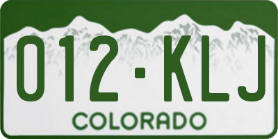 CO license plate 012KLJ