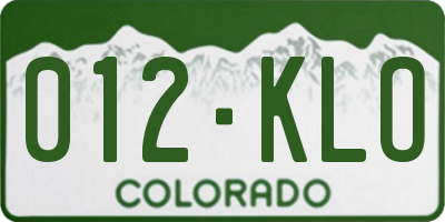 CO license plate 012KLO
