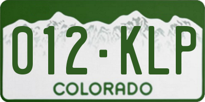 CO license plate 012KLP