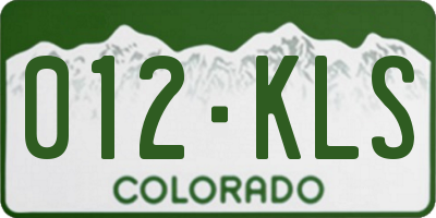 CO license plate 012KLS