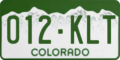 CO license plate 012KLT