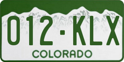 CO license plate 012KLX
