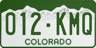 CO license plate 012KMQ