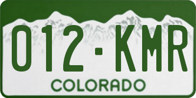 CO license plate 012KMR