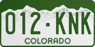 CO license plate 012KNK