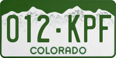 CO license plate 012KPF